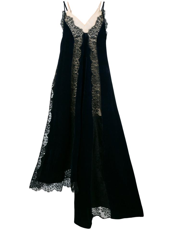Stella Mccartney Asymmetric Lace Panel Slip Dress - Blue