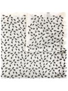 Paul Smith Ants Embroidered Scarf, Men's, White, Cotton/modal/silk