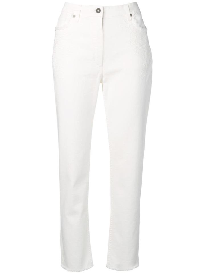 Etro Embroidered Cropped Jeans - White