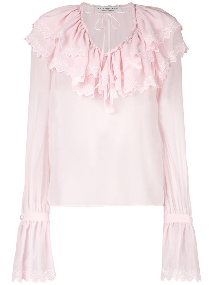 Philosophy Di Lorenzo Serafini Ruffle Flounce Blouse - Pink & Purple