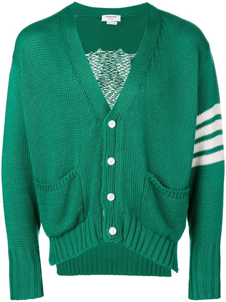 Thom Browne 4-bar Lobster Icon Intarsia Cardigan - Green