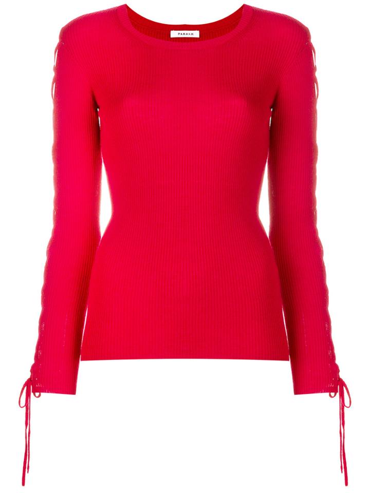 P.a.r.o.s.h. Laced Sleeves Knitted Top - Red