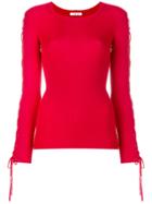 P.a.r.o.s.h. Laced Sleeves Knitted Top - Red