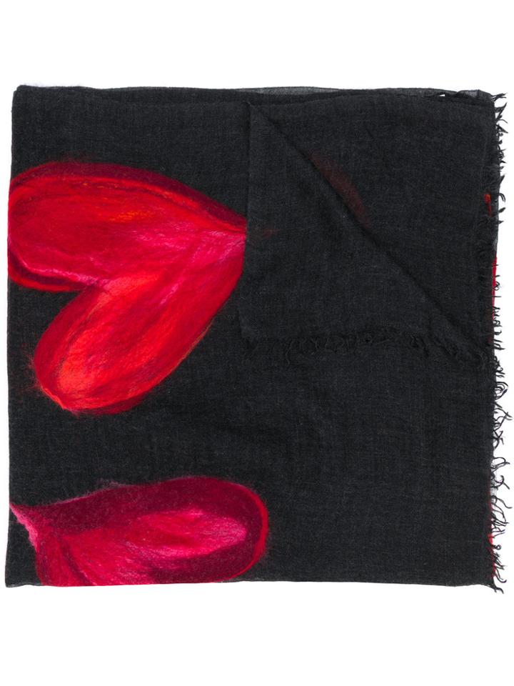 Faliero Sarti Heart Print Scarf - Black