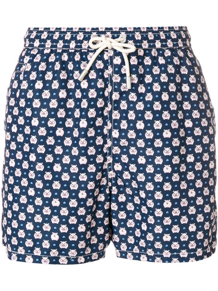 Mc2 Saint Barth Pig Print Swim Shorts - Blue