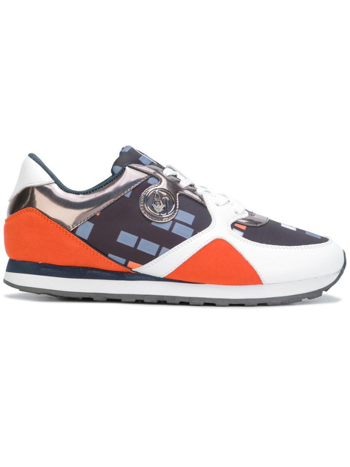Armani Jeans Geometric Print Sneakers - Blue