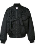 Walter Van Beirendonck Chain Detail Bomber Jacket, Men's, Size: 48, Black, Polyester/polyurethane