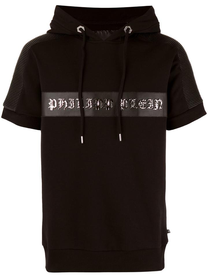 Philipp Plein Logo Hoodie, Men's, Size: Small, Black, Cotton/artificial Leather/polyurethane/metal