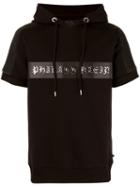 Philipp Plein Logo Hoodie, Men's, Size: Small, Black, Cotton/artificial Leather/polyurethane/metal