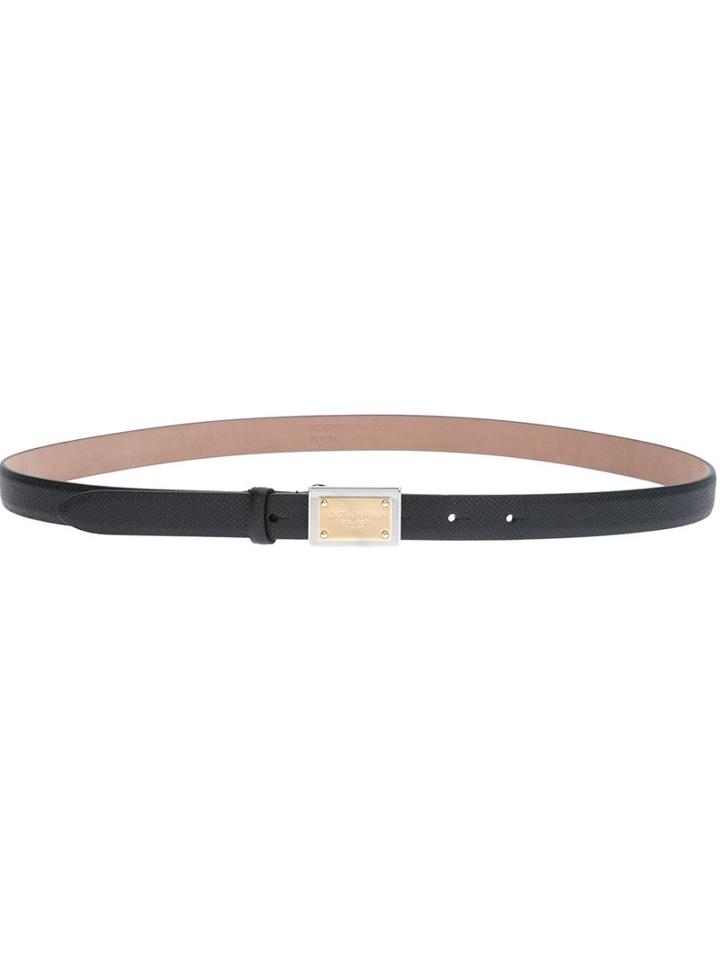 Dolce & Gabbana Skinny Logo Plaque Belt