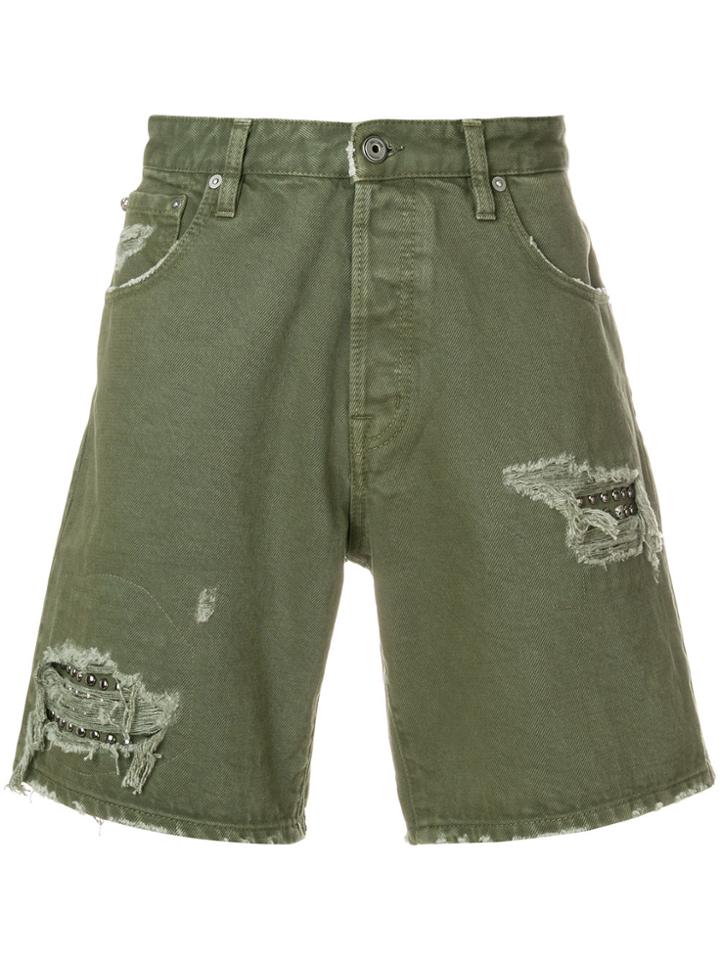 Just Cavalli Distressed Utility Shorts - Green