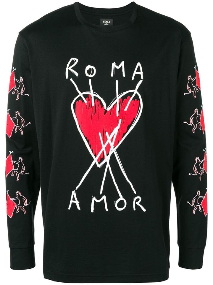 Fendi Roma Amor Print T-shirt - Black