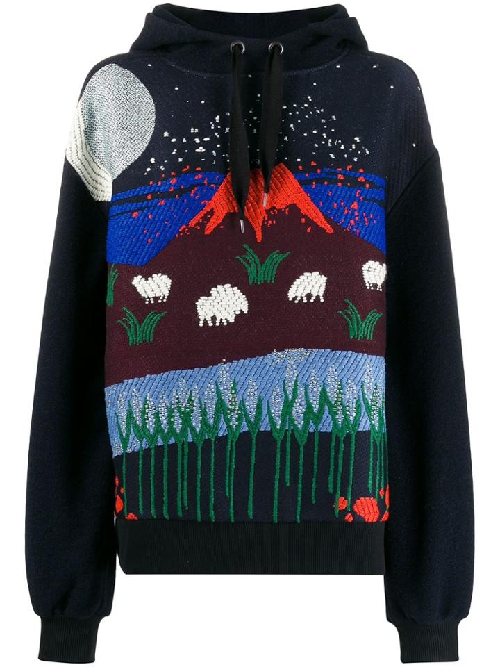 Henrik Vibskov Embroidered Volcano Hoodie - Blue