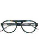 Thom Browne Eyewear Square Frame Glasses - Green