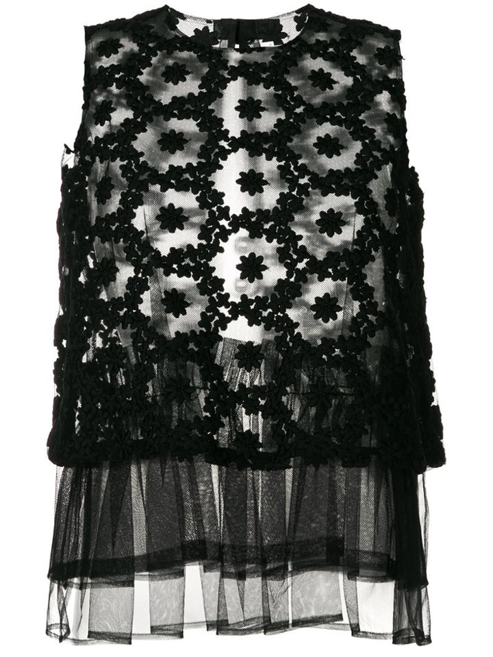 Comme Des Garçons Noir Kei Ninomiya Embroidered Lace Tank Top - Black