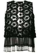 Comme Des Garçons Noir Kei Ninomiya Embroidered Lace Tank Top - Black