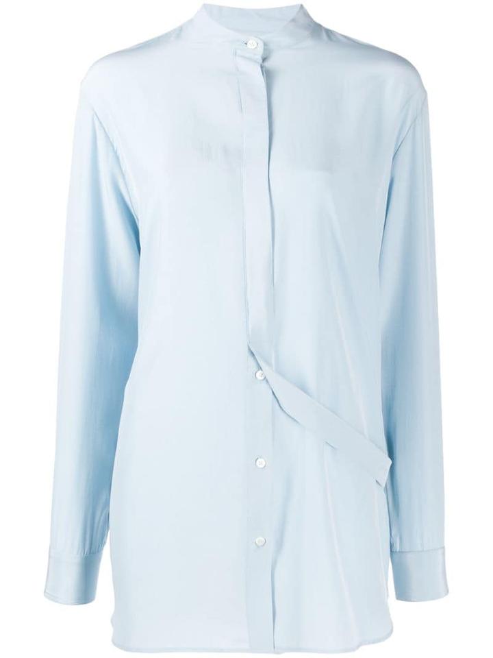 Jil Sander Longline Mandarin Collar Shirt - Blue