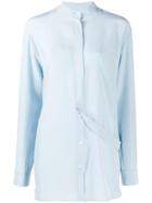 Jil Sander Longline Mandarin Collar Shirt - Blue