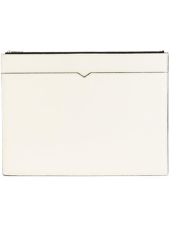 Valextra Layered Clutch Bag, Men's, White, Calf Leather