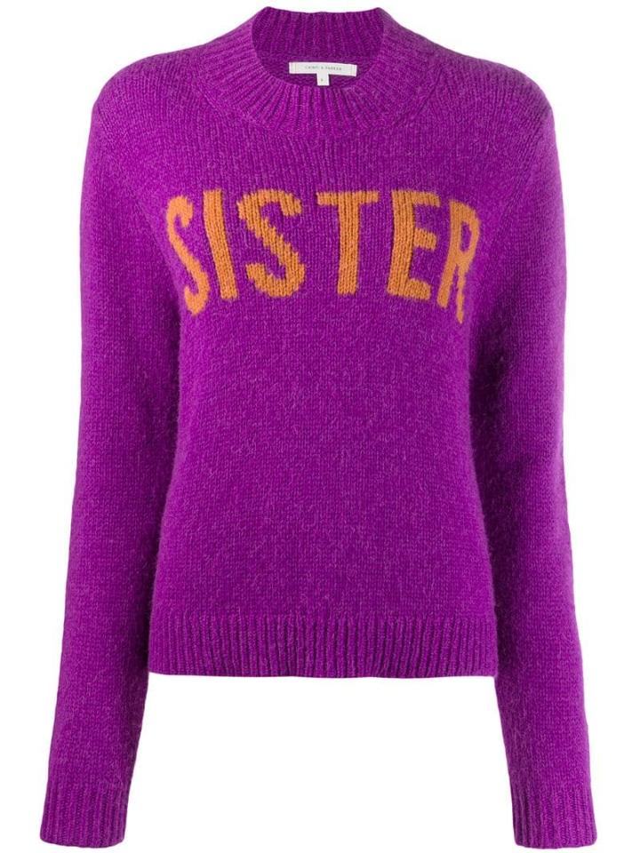 Chinti & Parker Contrast Round-neck Jumper - Purple