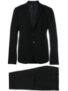Armani Collezioni Fitted Business Suit, Men's, Size: 52, Black, Viscose/acetate/spandex/elastane