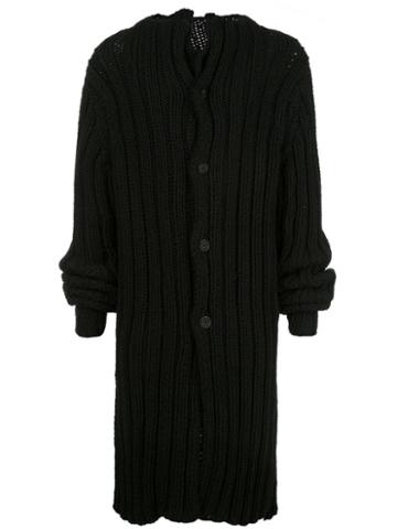Yohji Yamamoto Oversized Ribbed Cardigan Coat - Black
