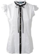 Guild Prime Contrast Fastening Ruffled Lace Button Down Sleeveless Shirt