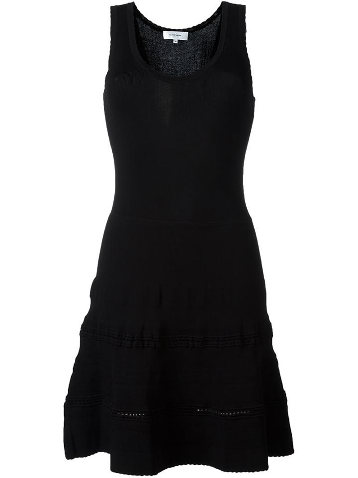 Carven Round Neck Flared Dress, Women's, Size: Xs, Black, Viscose/polyamide/spandex/elastane