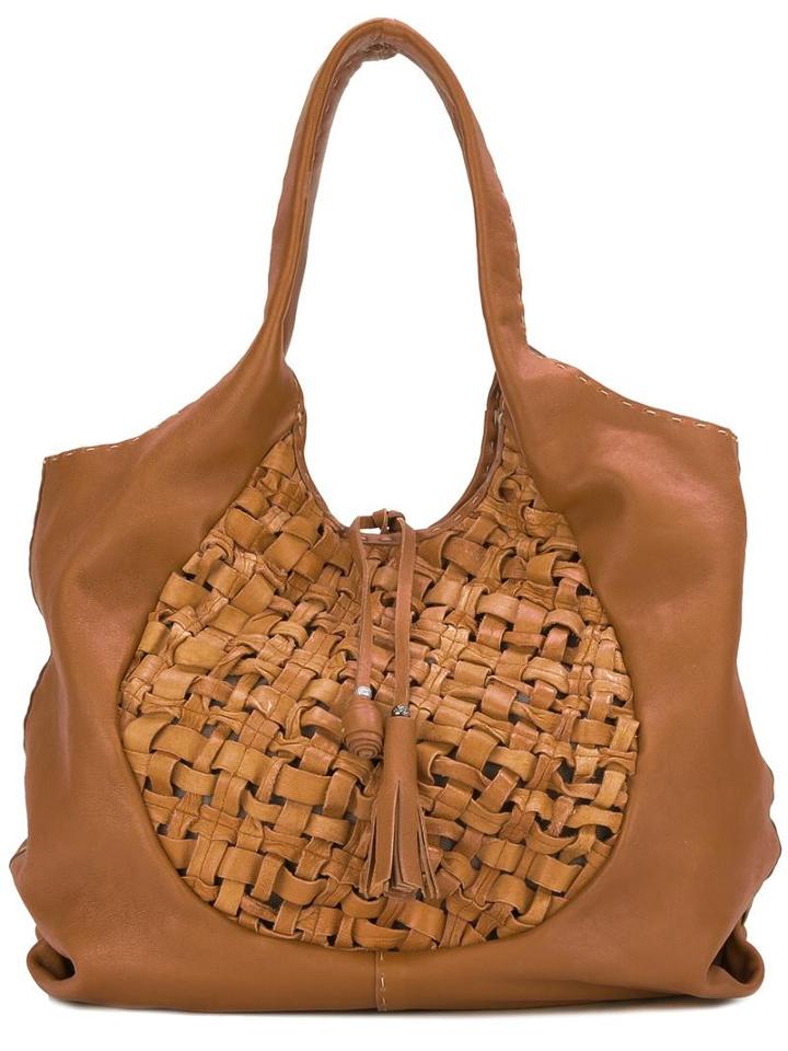 Henry Beguelin Woven Shoulder Bag, Women's, Brown, Leather/cotton
