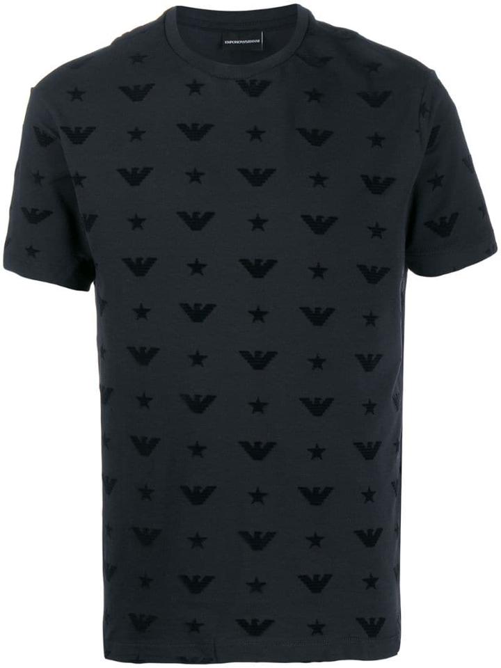 Emporio Armani All-over Jacquard Logo T-shirt - Blue