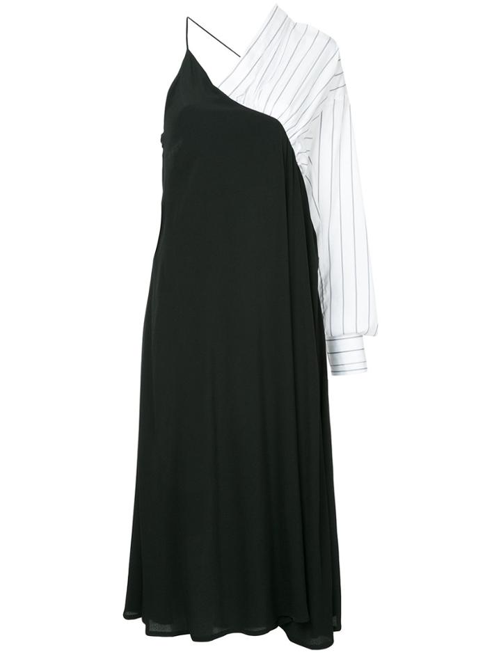 Strateas Carlucci Hybrid Slip One-shoulder Midi Dress - Black