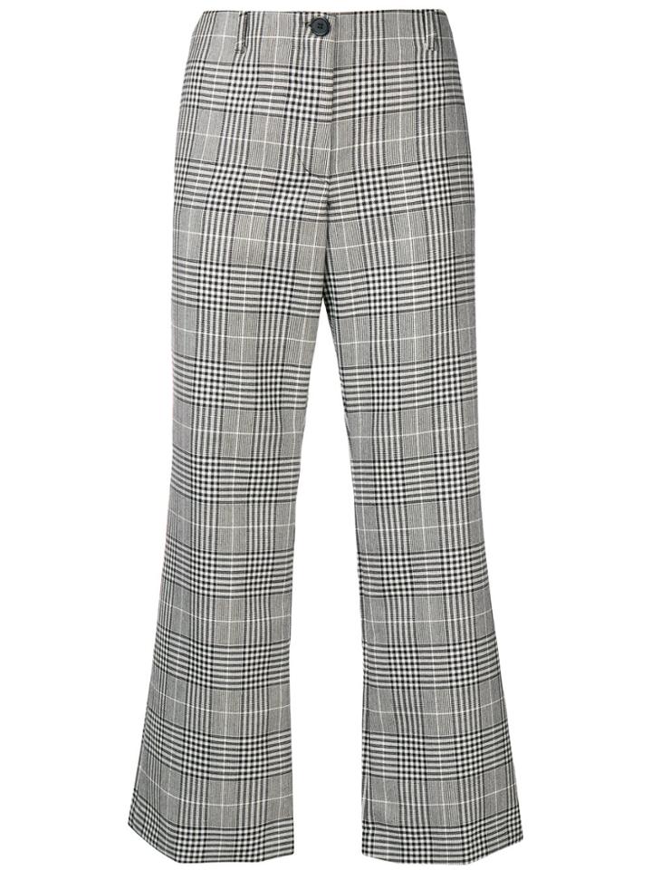 Aalto Cropped Checked Flared Trousers - Grey