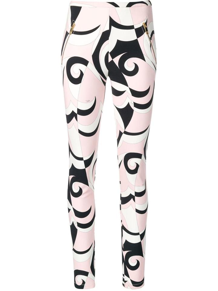 Emilio Pucci Fortuna Print Zipped Pocket Leggings - Pink