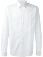 Salvatore Ferragamo Front Bib Detail Shirt, Men's, Size: 41, White, Cotton