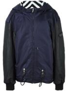 Diesel Hooded Jacket, Men's, Size: Large, Blue, Polyamide/polyurethane/goat Skin/cupro