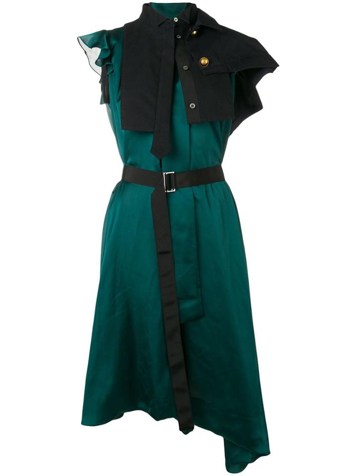 Sacai Asymmetric Drape Skirt - Green