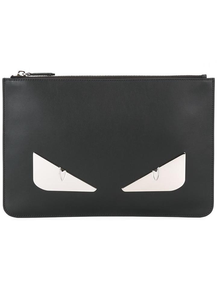 Fendi Bag Bugs Clutch, Men's, Black, Leather/metal (other)