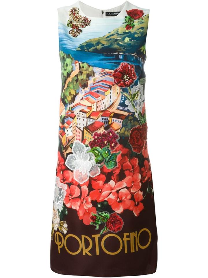 Dolce & Gabbana Postcard Print Dress