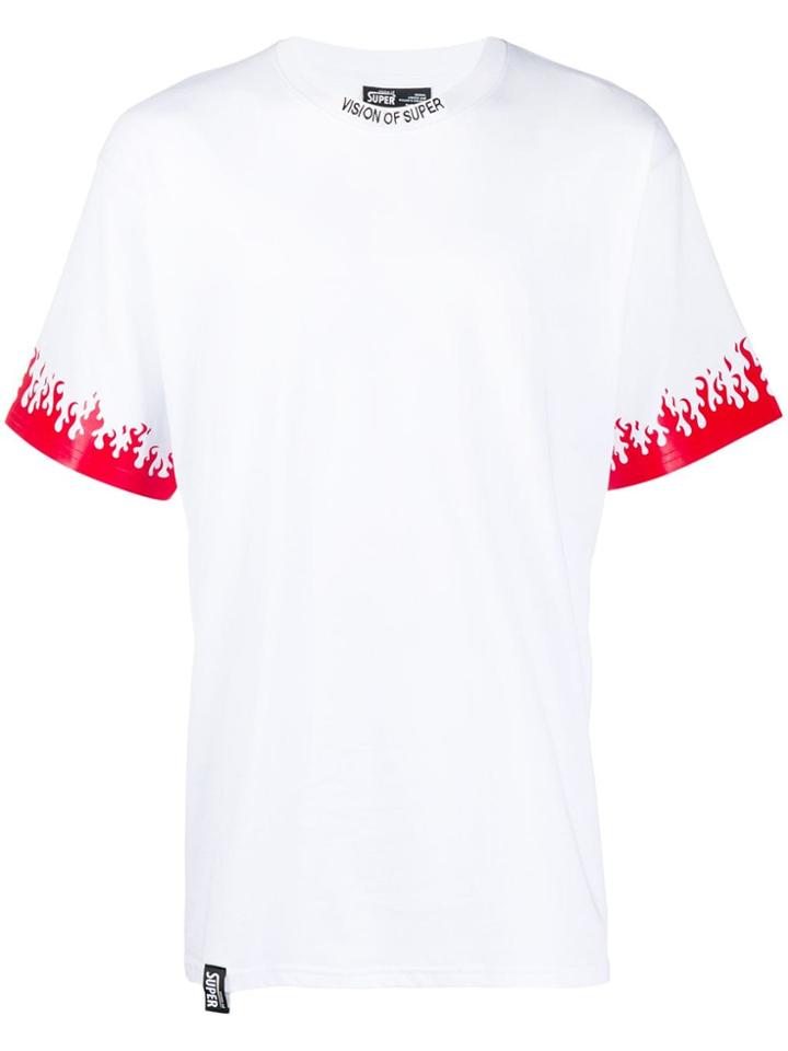 Vision Of Super Flames Print Detail T-shirt - White