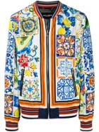 Dolce & Gabbana Majolica Print Bomber Jacket - Blue