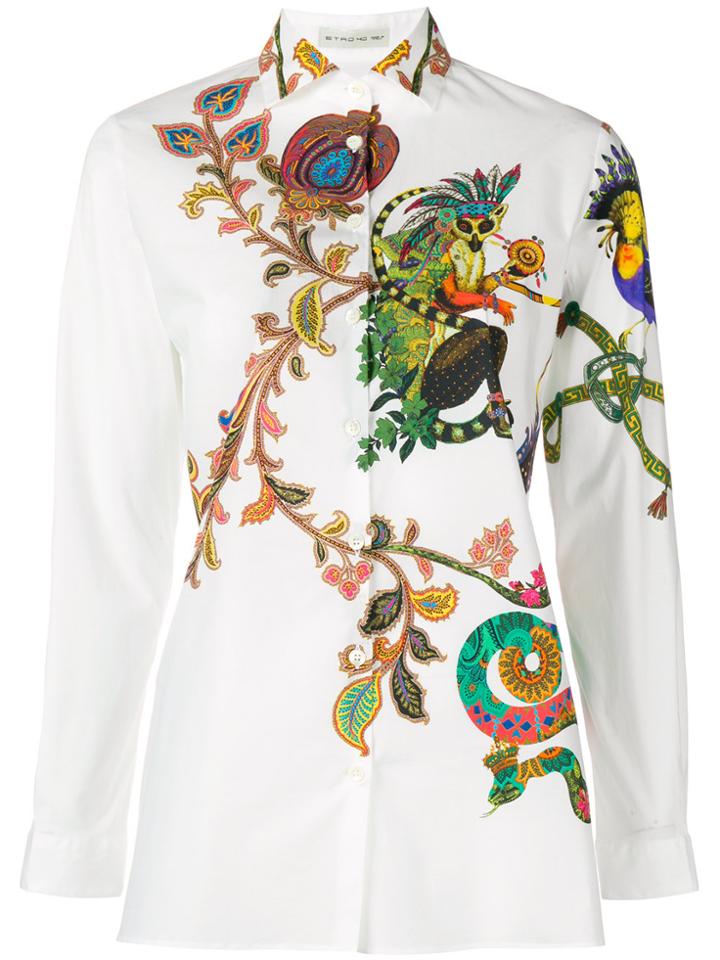 Etro Floral Embroidered Fitted Shirt - White