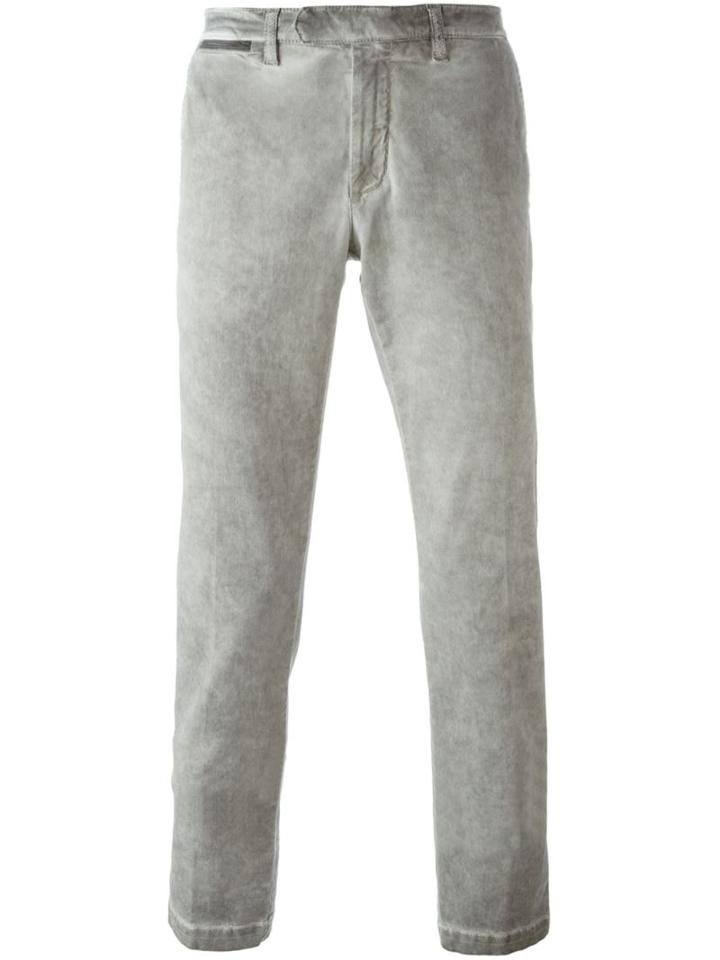 Eleventy Washed Effect Trousers, Men's, Size: 32, Green, Cotton/spandex/elastane