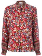 Lanvin Vintage 70s Floral Crepé Shirt, Women's, Size: 35, Red