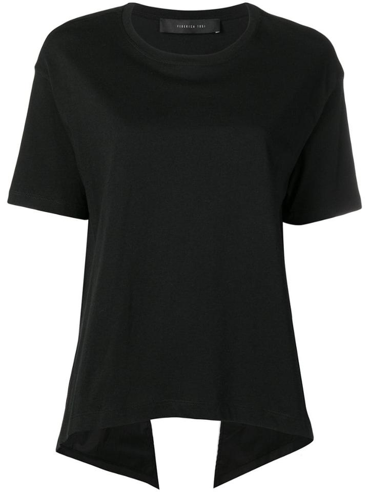 Federica Tosi Cut-out Ruffled T-shirt - Black