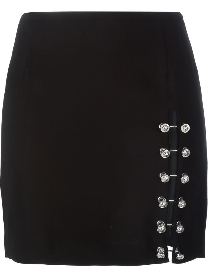 Versus Pinned Slit Mini Skirt, Women's, Size: 38, Black, Polyamide/spandex/elastane/viscose/metal Other