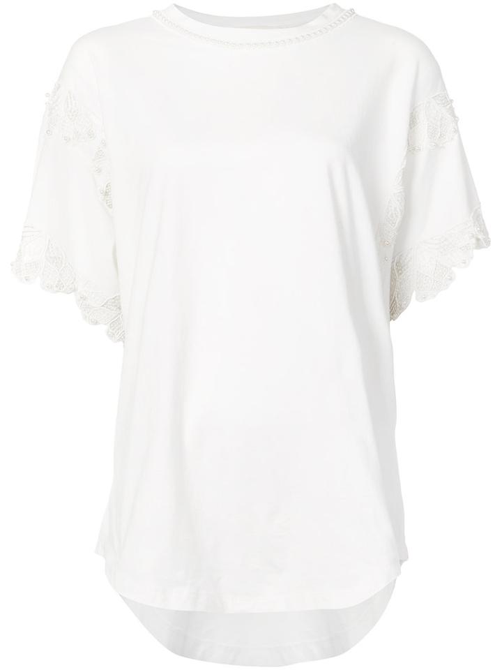 Jonathan Simkhai - Beaded Jersey T-shirt - Women - Cotton - S, White, Cotton