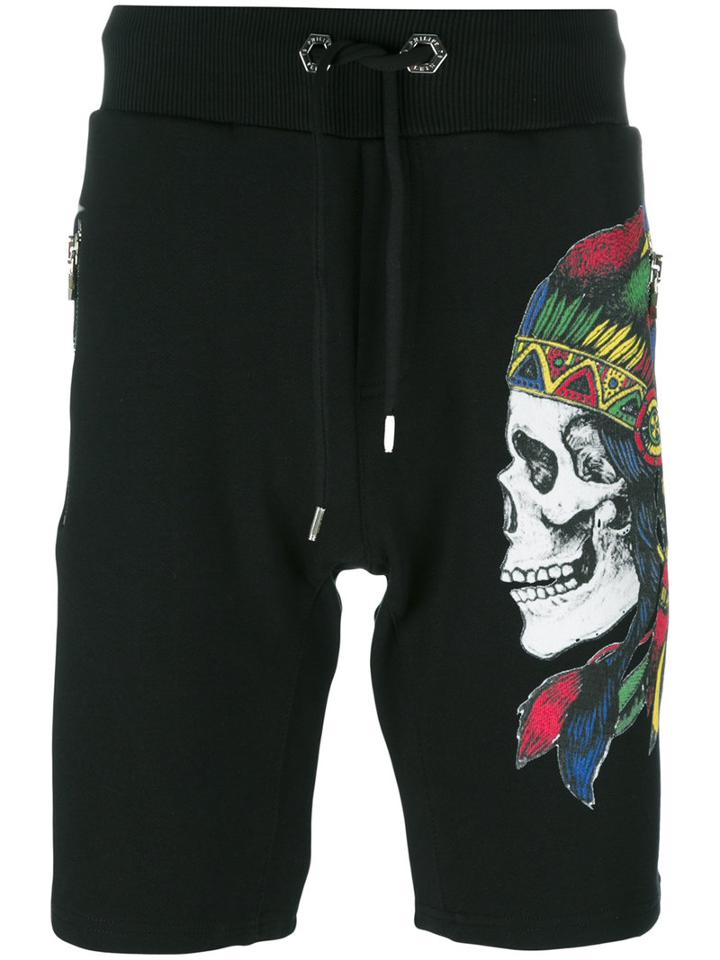 Philipp Plein Etu Track Shorts, Men's, Size: Large, Black, Cotton