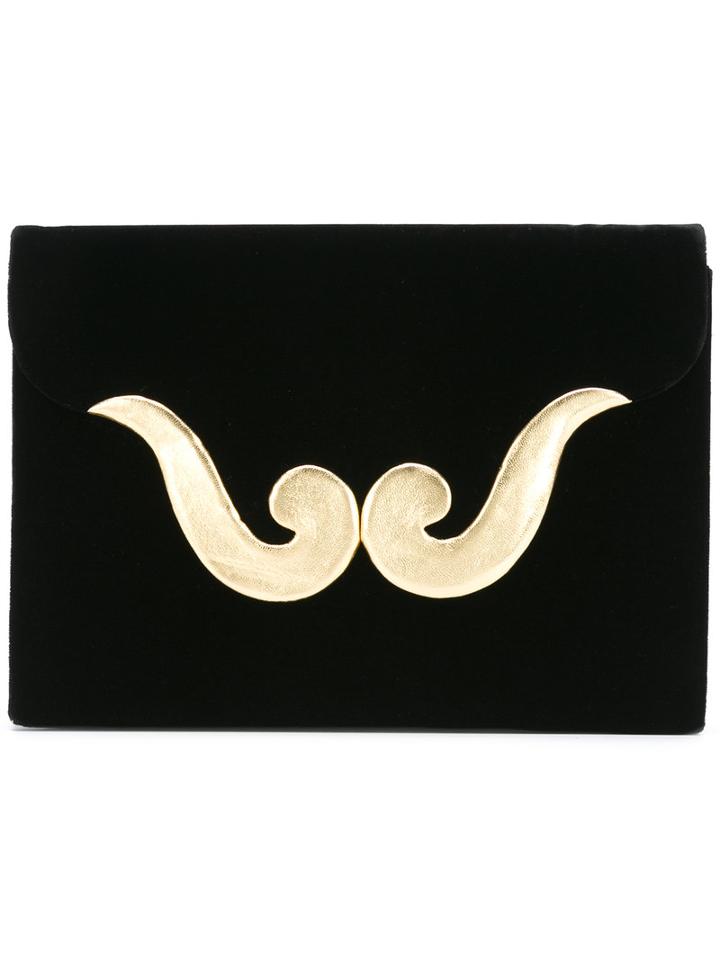 Yves Saint Laurent Vintage Velvet Clutch, Women's, Black