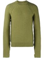 Maison Margiela Ribbed Crew Neck Sweater, Men's, Size: Large, Yellow/orange, Wool