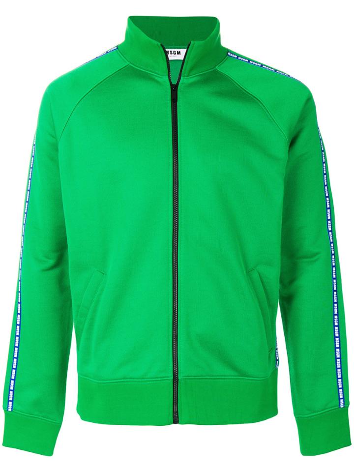 Msgm Brand Stripe Zipper Top - Green